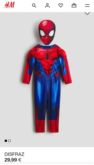 Disfraz Spiderman H&M Talla 98/104 (2-4 años)