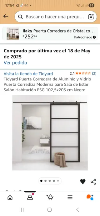 Puerta corredera de aluminio y vidrio