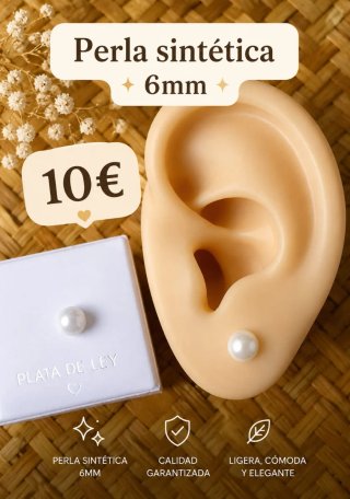 Pendientes media perla plata