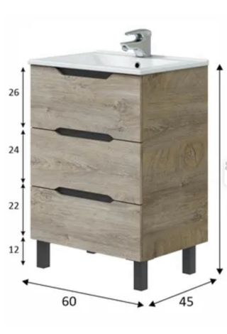 Mueble de baño a suelo con 3 cajones y lavabo