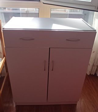 Mueble zapatero/almacenaje blanco y madera