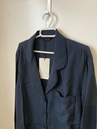 Camisa Zara fluida azul marino