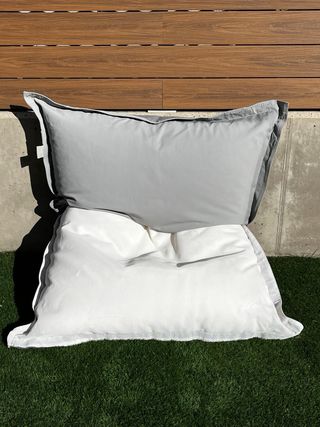 Puf XXL Exterior Gris y Blanco