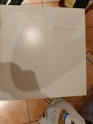 Mesita de noche blanca/gris madera