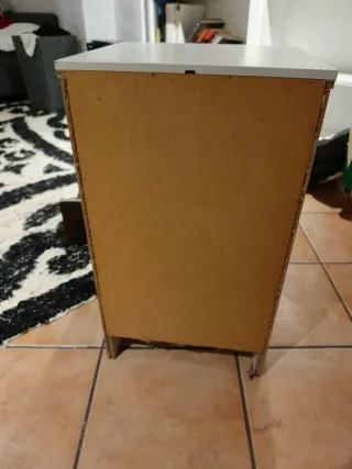 Mesita de noche blanca/gris madera