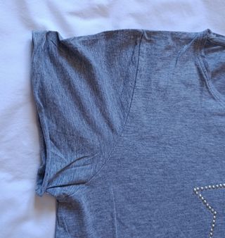 Camiseta Gris Estrellas Tachuelas XXL Algodón Tex