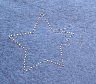 Camiseta Gris Estrellas Tachuelas XXL Algodón Tex