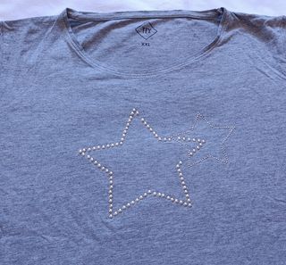 Camiseta Gris Estrellas Tachuelas XXL Algodón Tex