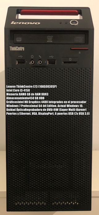 PC Lenovo 8GB RAM. 450 GB+Teclado+Cables Conexión