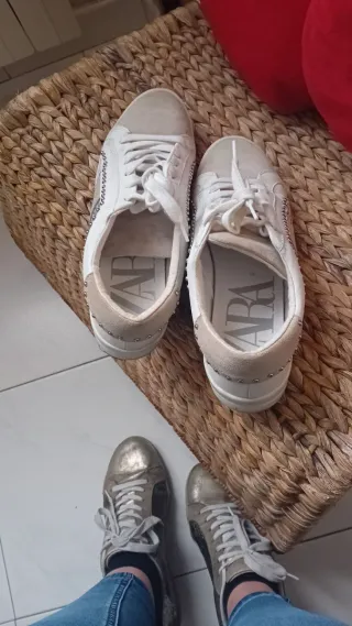 Sneakers Zara Donna Argento/Bianco Tg. 40