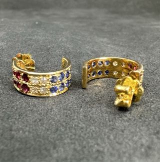 Pendientes Oro 9K Diamantes y Zafiros 3,54g