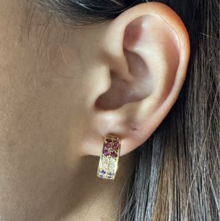 Pendientes Oro 9K Diamantes y Zafiros 3,54g