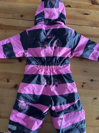 Mono Nieve Niña Rayas Rosa y Gris