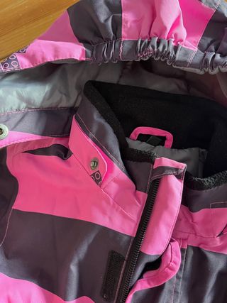 Mono Nieve Niña Rayas Rosa y Gris