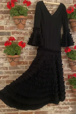 Traje Flamenca Licra Gruesa Negro Talla L