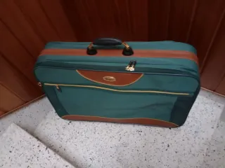 Juego de maletas y bolsos verde y marrón