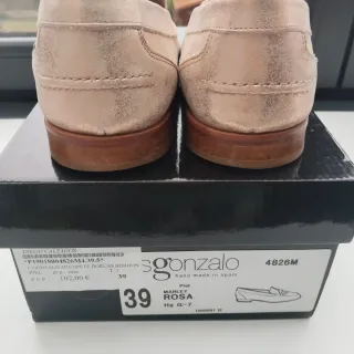 Mocasines Luis Gonzalo dorado rosa n*39