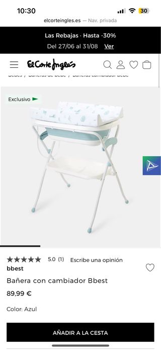 Cambiador bañera para bebé