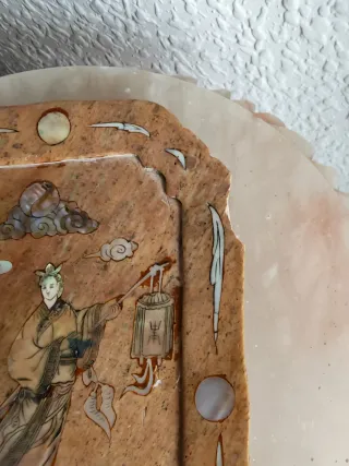 Bandeja piedra y nacar china con vasos