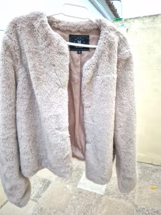 Abrigo corto fiesta beige M