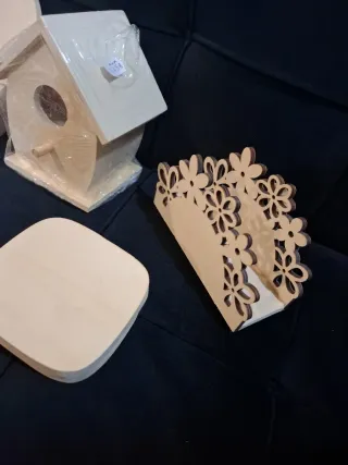 Set de 9 objetos madera para manualidades