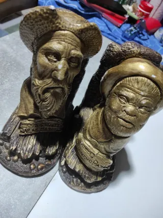 2 Apoyalibros Don Quijote y Sancho Vintage