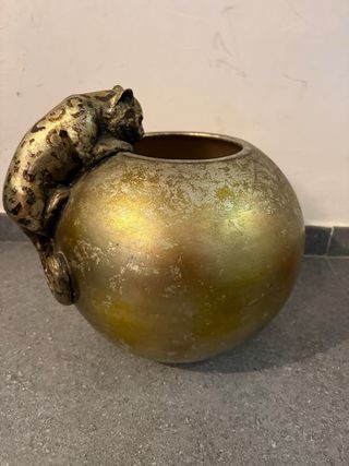 Macetero Decorativo Leopardo Dorado