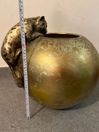 Macetero Decorativo Leopardo Dorado