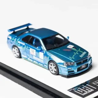 Nissan Skyline GT-R R34 Azul + Figura