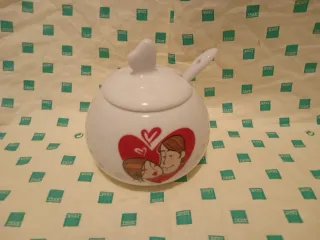 2 Tazzine Zuccheriera cucchiaino vassoio amore