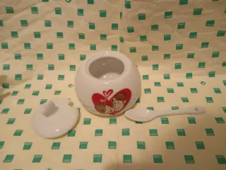 2 Tazzine Zuccheriera cucchiaino vassoio amore