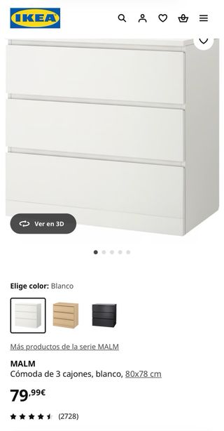 Cómoda Malm 3 cajones Ikea