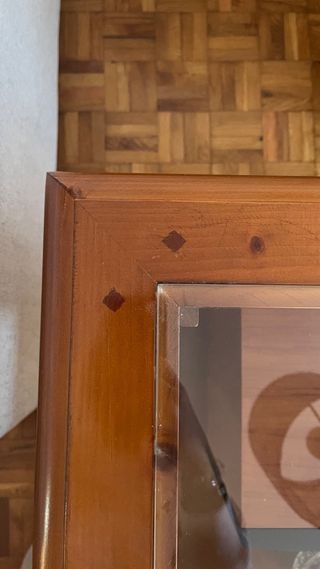 Mesa auxiliar salón madera y cristal