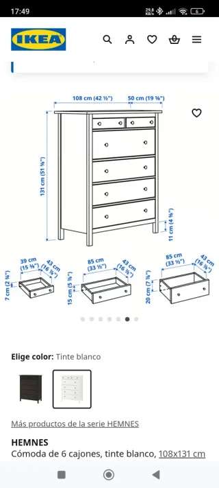 Cómoda Cajonera IKEA Blanca