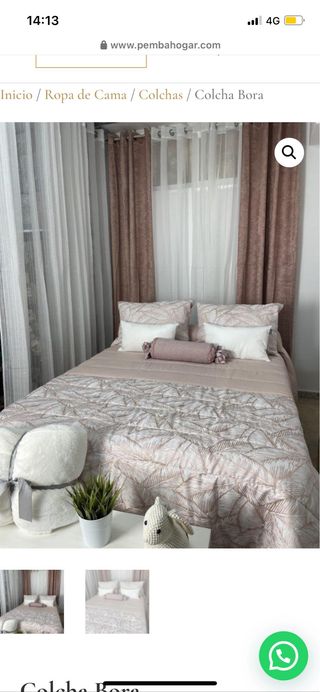 Edredón rosa y beige