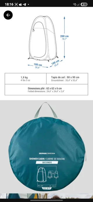 Cabina ducha camping Quechua