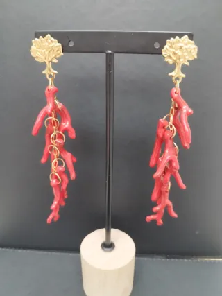 Pendientes árbol y coral rojo