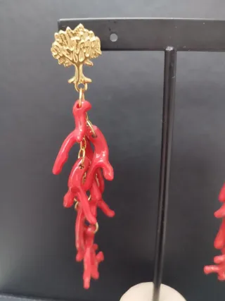 Pendientes árbol y coral rojo