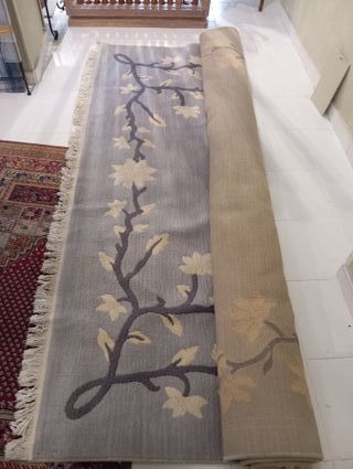 Alfombra de pura lana virgen 100% beige y gris