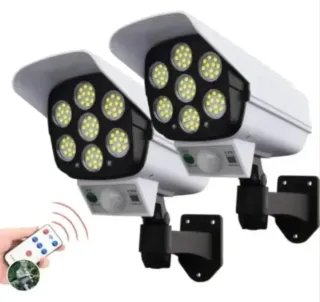 2 Focos Solares LED Simulador Cámara Vigilancia