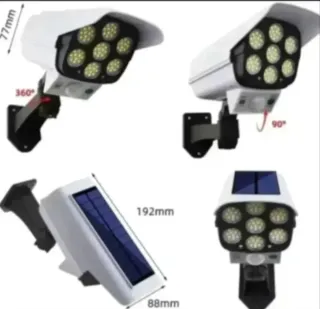 2 Focos Solares LED Simulador Cámara Vigilancia