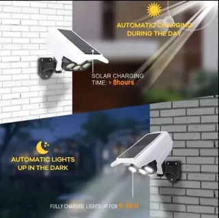 2 Focos Solares LED Simulador Cámara Vigilancia