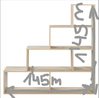 Estantería escalonada de seis huecos color roble