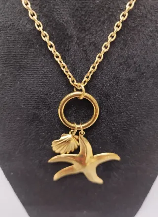 Collar Dorado Estrella de Mar y Concha