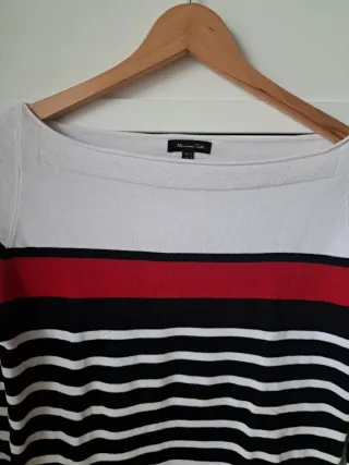 Jersey Massimo Dutti Rayas Rojo Blanco Negro