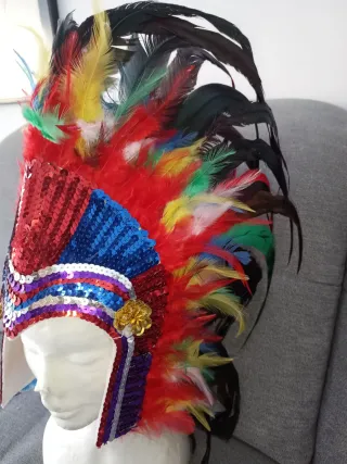 Tocado Carnaval Plumas Lentejuelas Multicolor