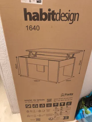 Mesa de centro elevable habitdesign 1640