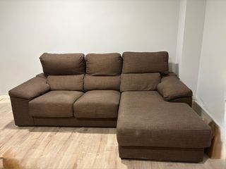 Sofá Chaiselongue Marrón Tela
