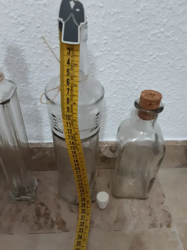 Botellas cristal licor aceite adorno, tapón corcho