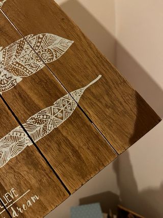 Decorazione legno piume Just Believe